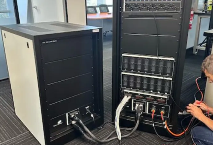 HIL Test Rack, showing DUT interface and Custom Load Box